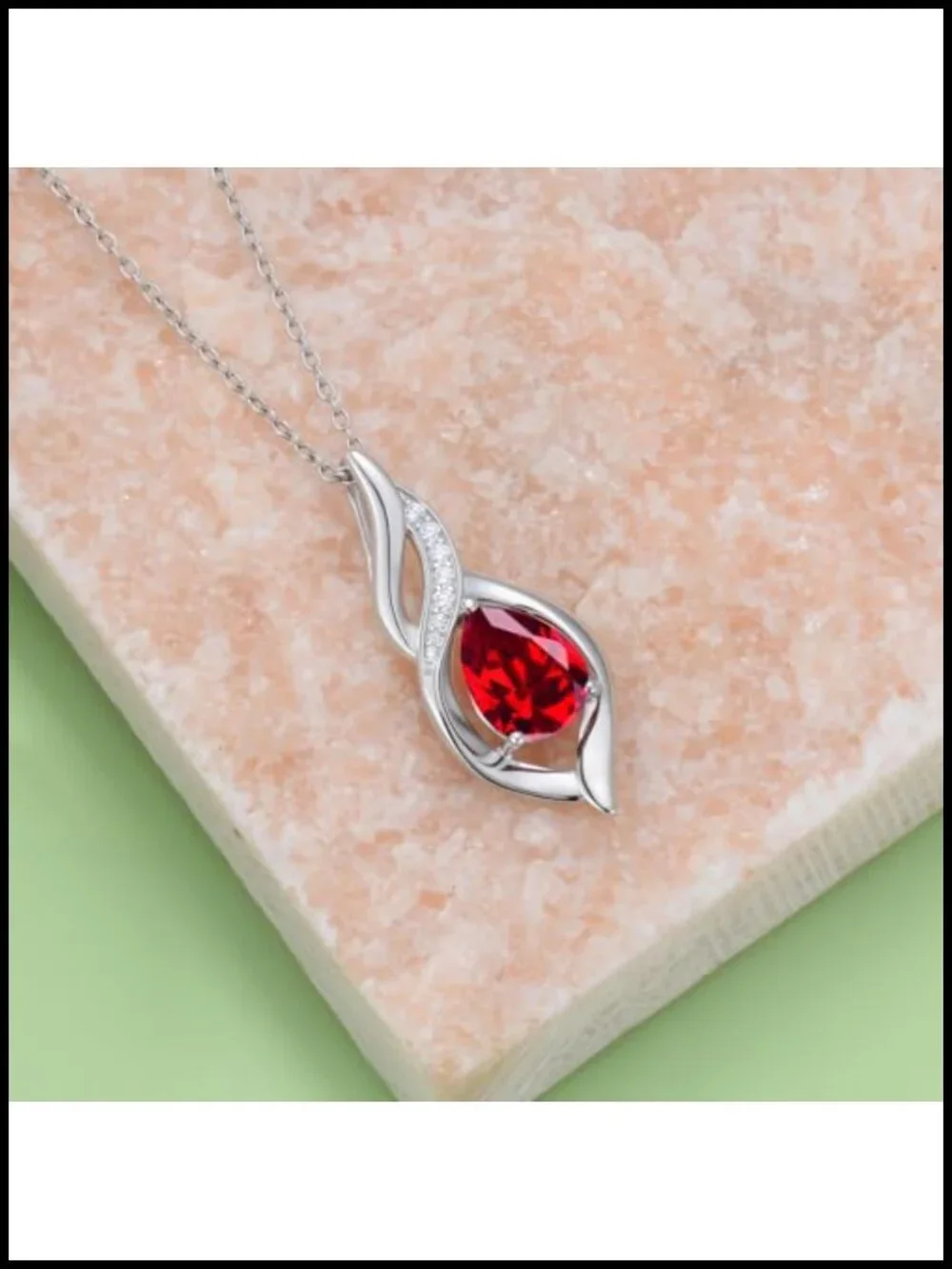 Sterling Silver Ruby Teardrop Birthstone Necklace for Women